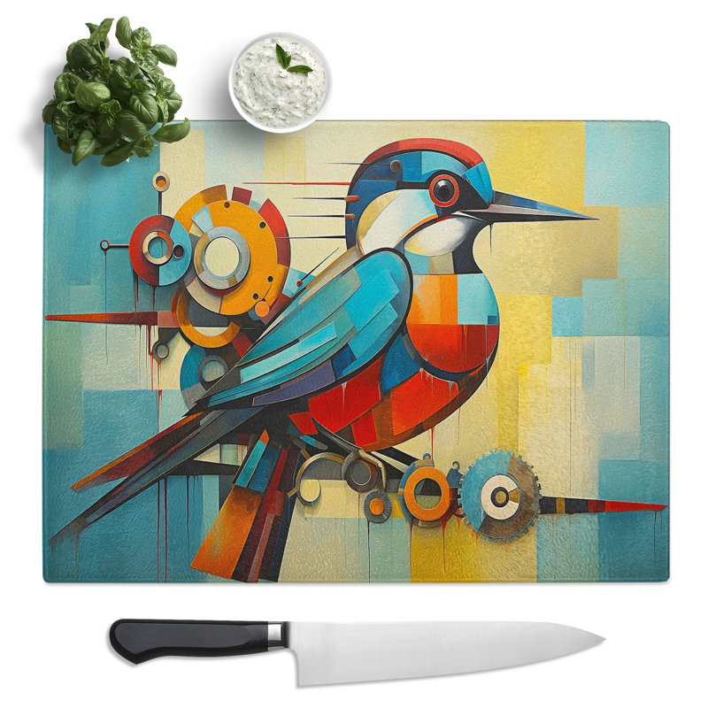 Kingfisher Constructivism  Glass Chopping Board