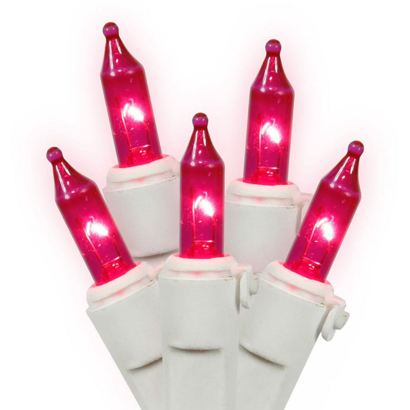 Mini Christmas String Lights, Pink/White, 23' L
