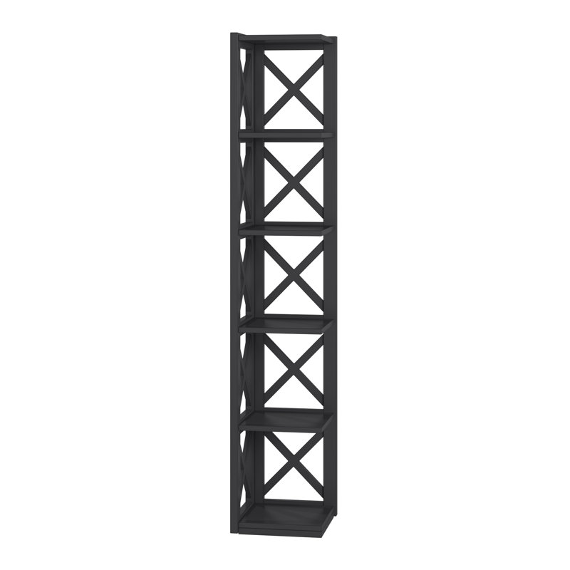 Bibliothèque de coin en bois massif H 63,95 "x l 15,86" Safuad, Noir