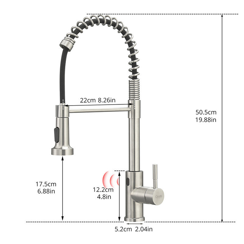 Casa Eclat Pull Down Kitchen Faucet, Brushed Nickel