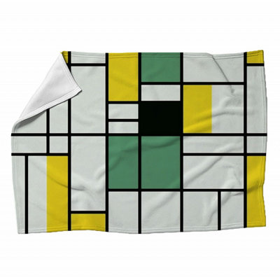 Mondrian Machine Printed Throw Blanket