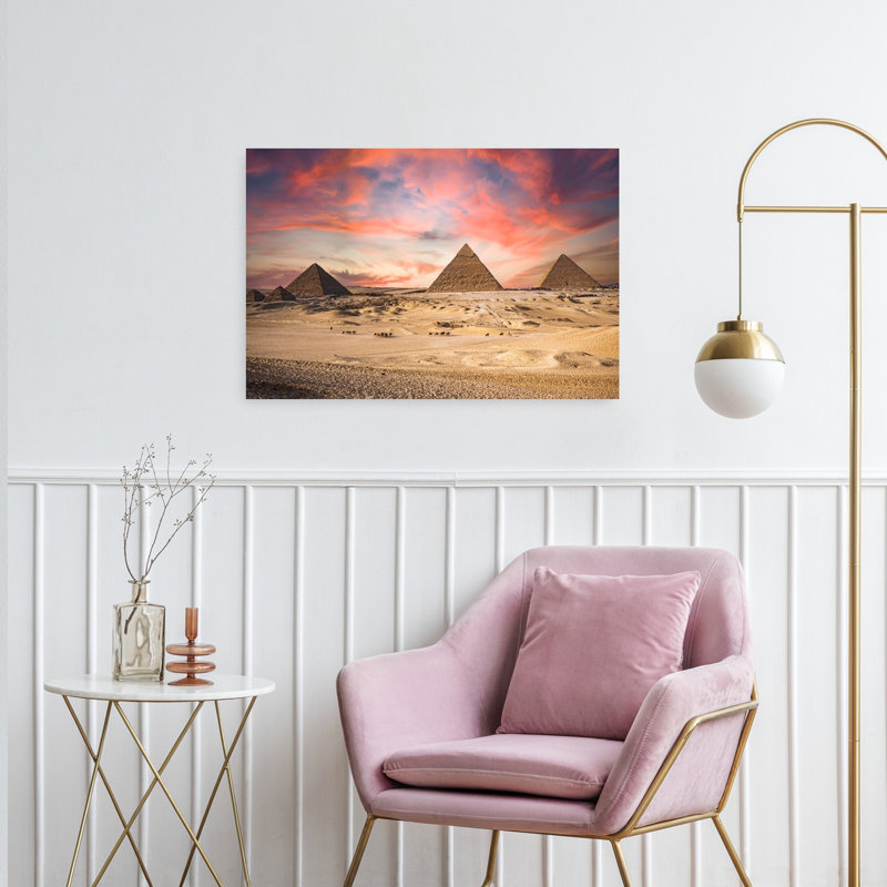 Impression d'art mural majestueux, désert de Gizeh, paysage contemporain abstrait, lever de soleil, H 24 po x l 36 po