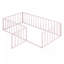 Structure de lit simple en métal avec clôture et porte, rose-107888969-110042961