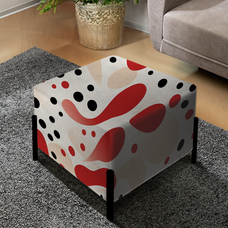 Motif à pois rouges et blancs - Repose-pieds carré à pois