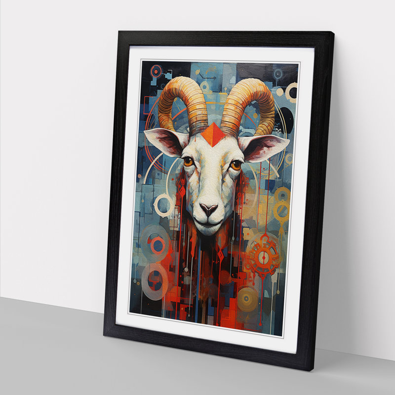 Goat Constructivism No.2 - Framed Print, 46cm H x 34cm W x 2cm D, Black