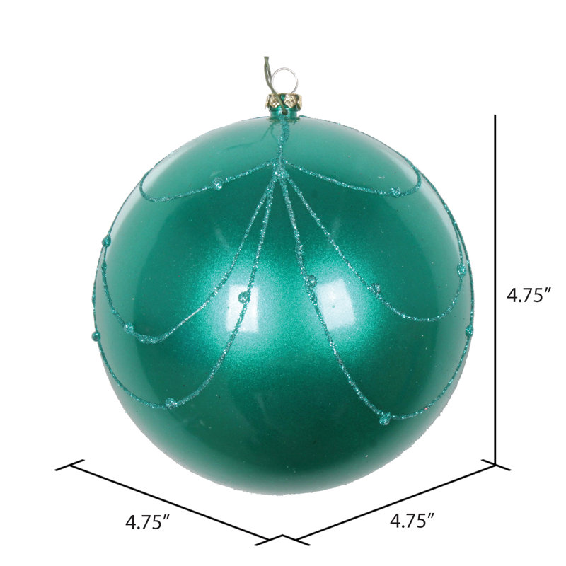 Ornement boule de rideau à paillettes bonbon, H 4,75 po x l 4,75 po x P 4,75 po, Bleu sarcelle