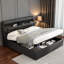 Bakki PU Upholstered Hydraulic Bed With Concealed Headboard Storage, Bed Box Storage-1312679281-1339353377