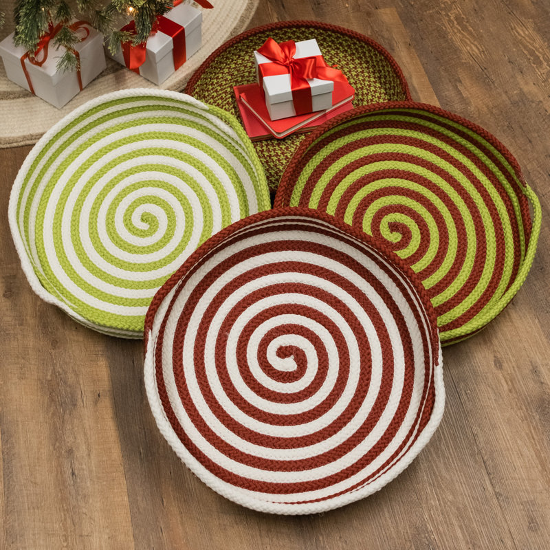 Plateaux ronds Candy Cane, Rouge / blanc