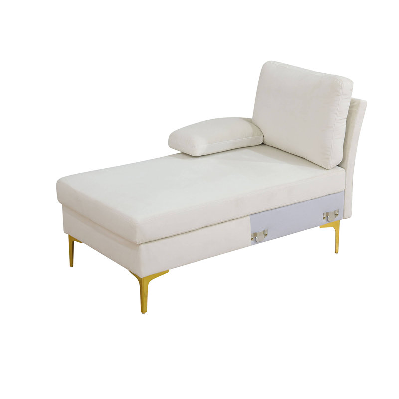 Canapé double symétrique, canapé modulaire en forme de U de 110 po de large avec pieds doubles et pieds en métal doré, tissu texturé blanc