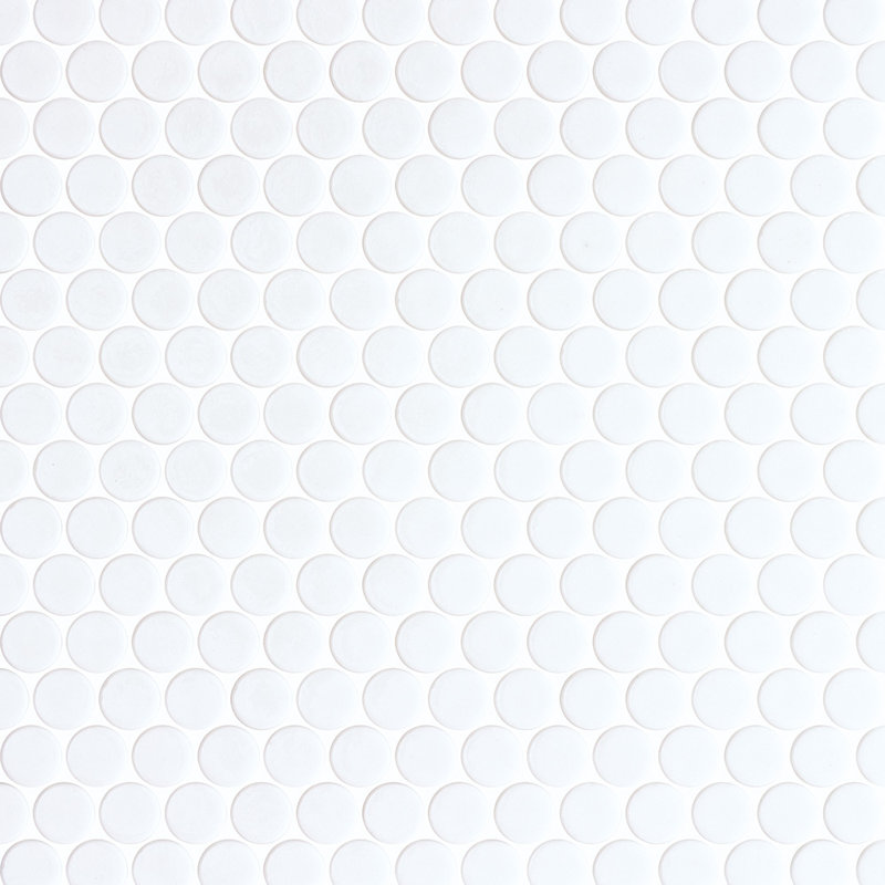 Spectrum Classic Penny Round Recycled Glass Mosaic, White