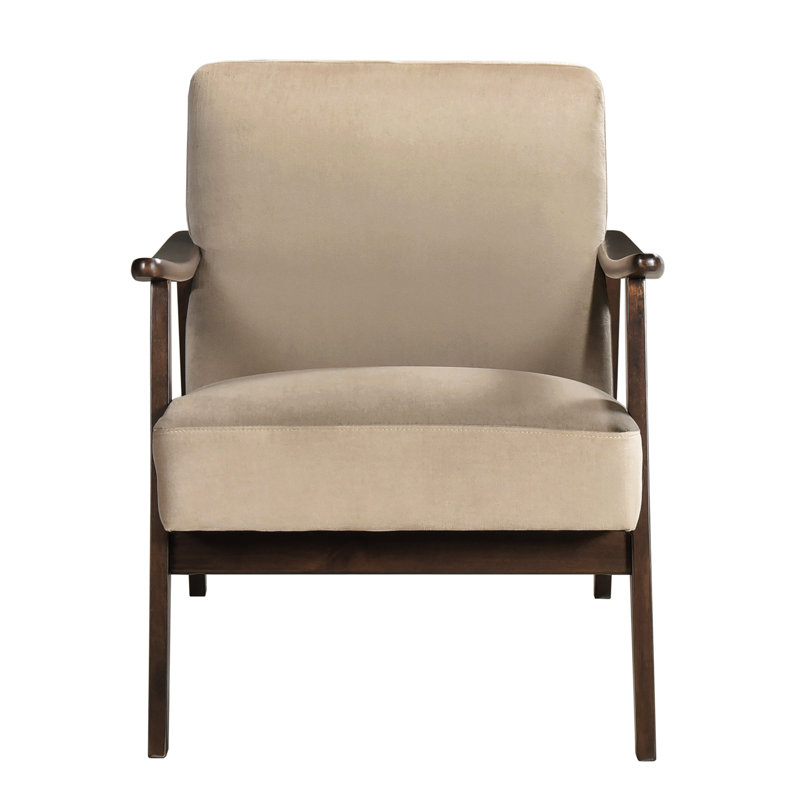 Chaise de chambre Mid-Century moderne en velours brun, fabrication en bois au fini noyer foncé, coussins en mousse pour des moments de détente avec housse, structure et intérieur chic