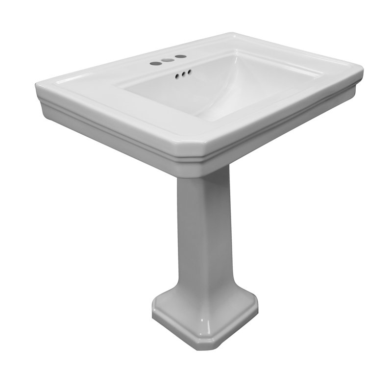 Barclay Drew 21.13'' White Vitreous China Rectangular Bathroom Sink with Overflow, Single, 35.25" H x 21.125" W x 30.25" L