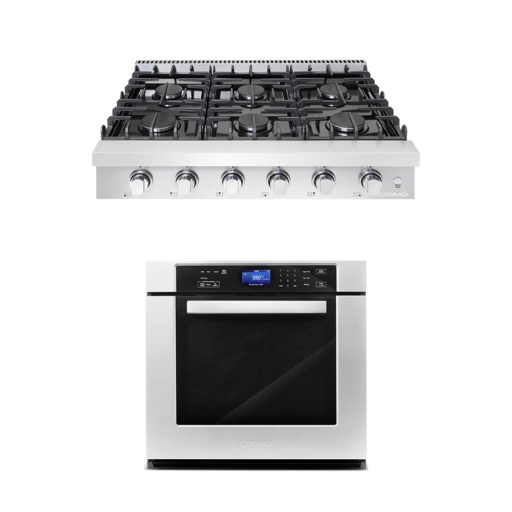 2 Piece 36" Gas Cooktop & 30" Electric Wall Oven Set Cosmo