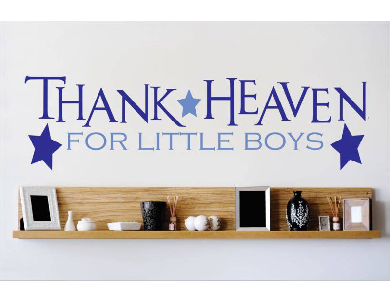 Décalcomanie murale merci pour les petits garçons, H 6 po x l 20 po x P 0,16 po, Bleu