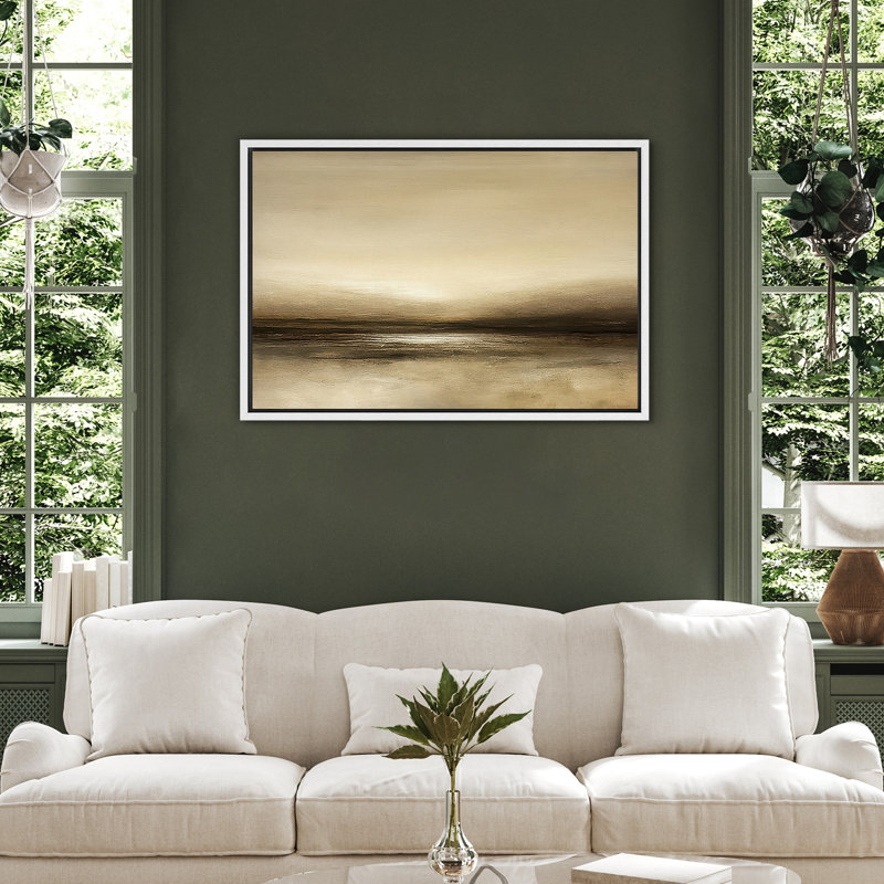 Art mural encadré Serene Neutral Horizon, H 24,8 po x l 36,8 po, Impression encadrée sans passe-partout, Blanc