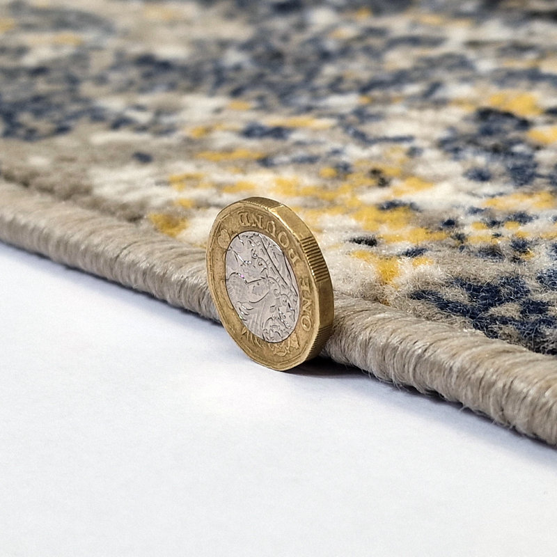 Modern Abstract Mottled Rug, Canvas Design, Woven, Grey Blue Yellow Beige, Rectangle 160 x 235cm