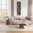 Faux Marble Top End Table With Walnut Pedestal, Mid Century Side For Living Room/Bedroom/Guest Room-404555808