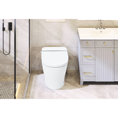 Upmarket Toilet With Self-Cleaning Wand, Dual Flush 1/1.28 , Foot Sensor Flush, White Night , Knob Control, Cold Water Wash, Strong Soft Close, Immaculate Compact, Pristine