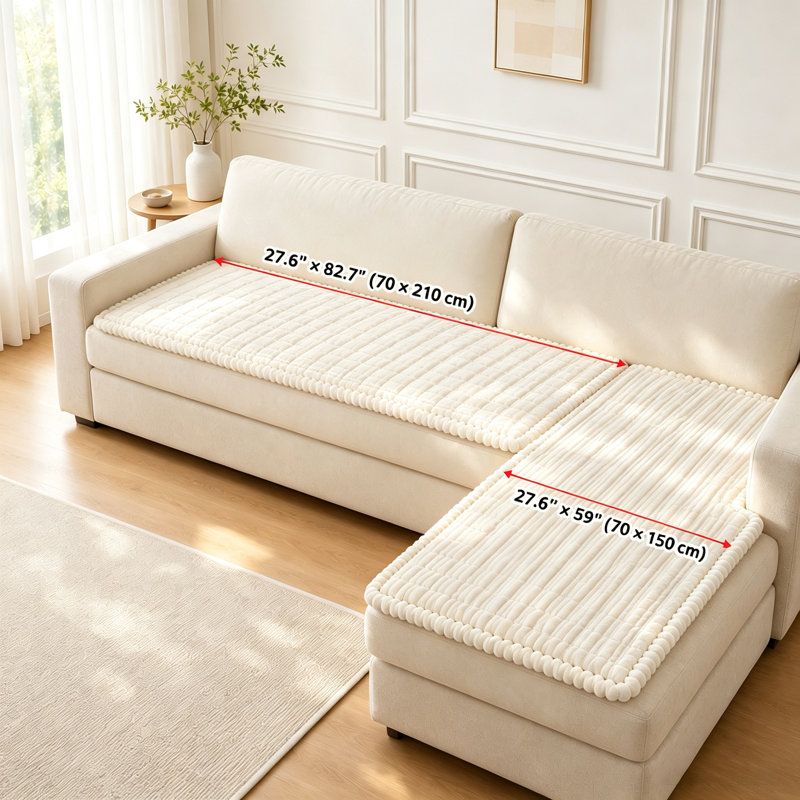 Housse pour canapé à coussins carrés, H 1,2 po x l 71 po x P 28 po, Blanc