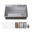 Évier de cuisine de cuisine à cuve simple encastrée en acier inoxydable 33 po avec accessoires ArmorClean