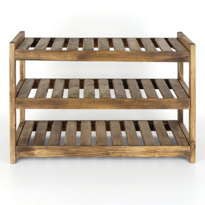 6 Pair Solid Wood Shoe Rack