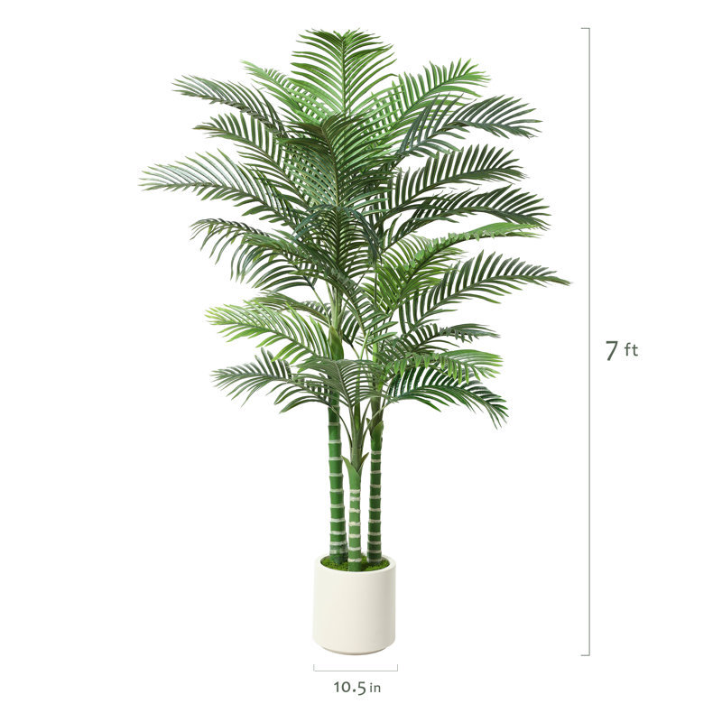 Adcock Artificial Palm Tree in White Planter, 82" H x 20" W x 20" D