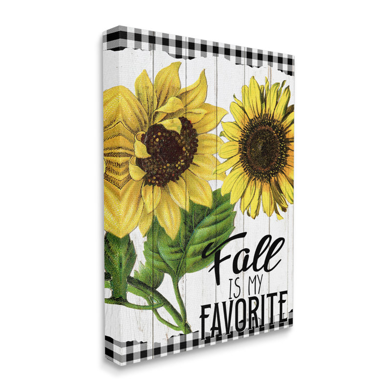 «Fall Autumn», citation de tournesol, motif rustique par Ann Bailey - impression, Toile tendue, H 20 po x l 16 po x P 1,5 po