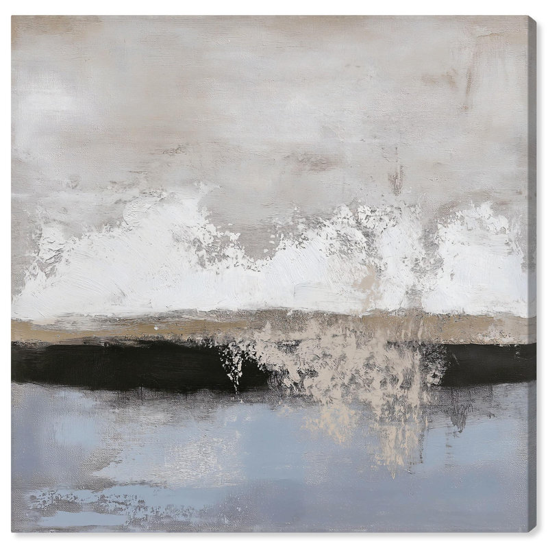 Graphite Depth Abstract Canvas in Neutral Tones, 12" x 12"
