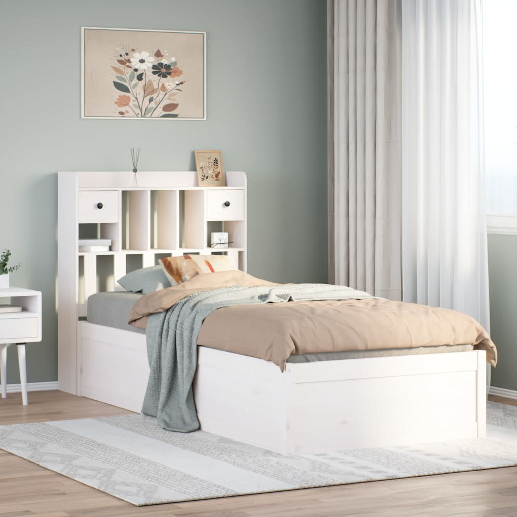 Vidaxl Bed Frame Without Mattress White 90X190 Cm Single Solid Wood Pine