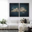 "Pastel" bleu marine abstrait ciel nuages moderne relaxant minimaliste décoration murale 2 pièces-98126434-98126435