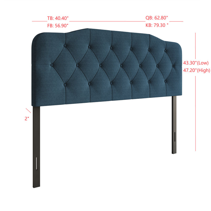 Tête de lit tapissier Richard, Simple, Denim Blue