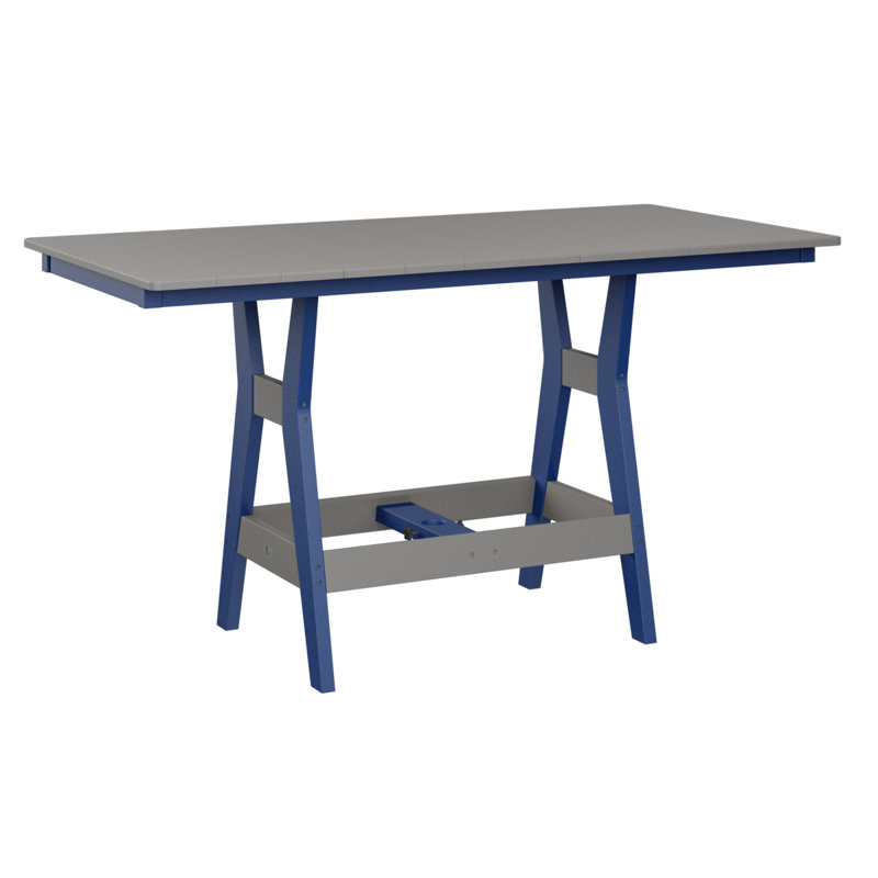 Table rectangulaire à hauteur de comptoir 66 po Berlin Gardens Harbor, Bleu pacifique, 35.5" H x 66" W x 33" D, Gris clair