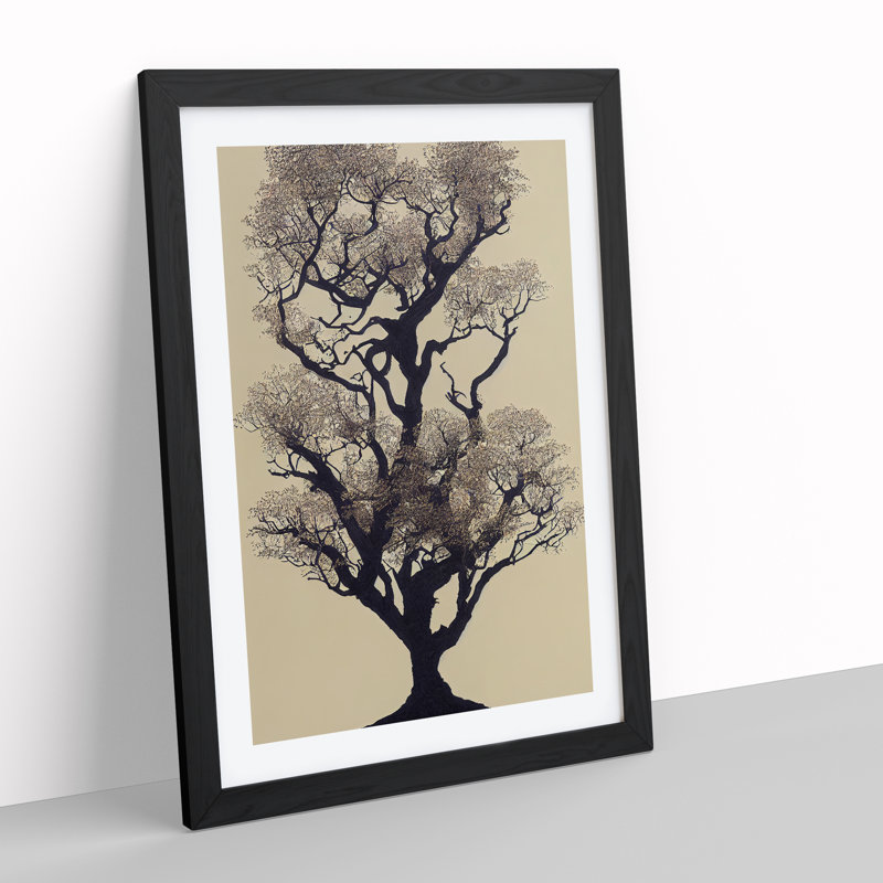 The Solo Tree No.3 - Framed Print, Black, 46cm H x 34cm W x 2cm D