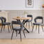 49cm H Linen Fabric Dining Chair, Open Cutout Backrest Upholstered Chair with Black Metal Leg-1676932085-1676932088