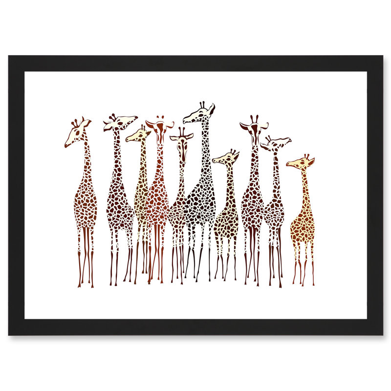 Group Of Giraffes Animals Nature - Single Picture Frame Painting