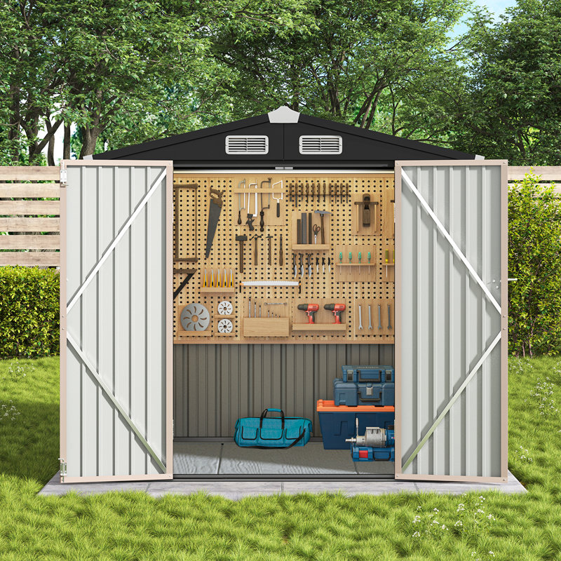 6X4 Ft. Outdoor Storage Shed With Floor And Double Doors, Brown