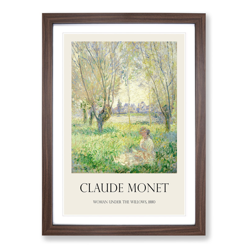 Woman Under the Willows Print by Claude Monet - Framed Print, 65cm H x 48cm W x 2cm D, Walnut