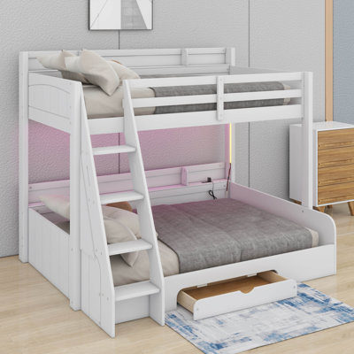 Twin Over Full Bunk Bed With Charging Station And Drawer