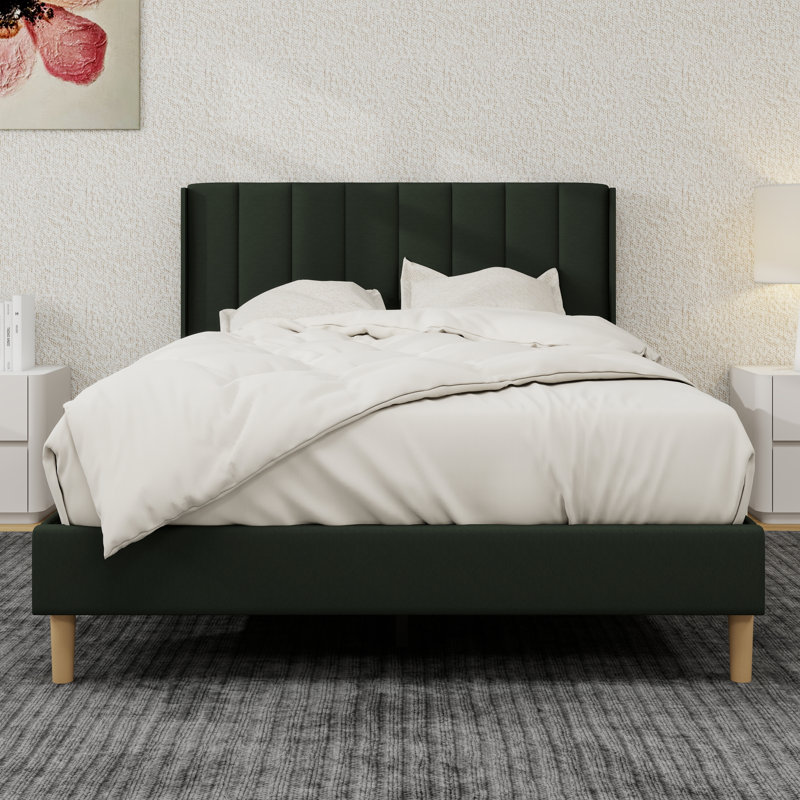 Upholstered Platform Bed Frame, Black, Full