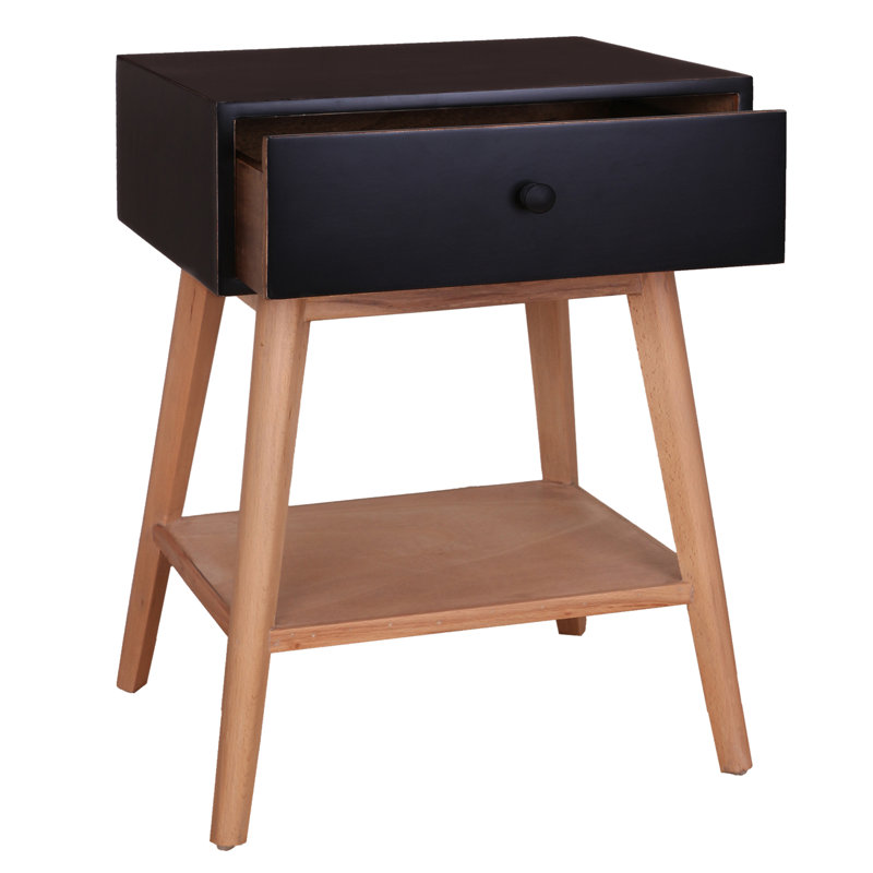 Solid Wood End Table, Black