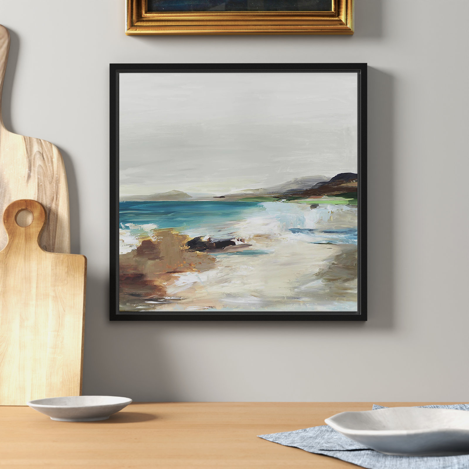 Calm Lake II by Allison Pearce - Floater Frame Print on Canvas, Black Framed, 13.5" H x 13.5" W