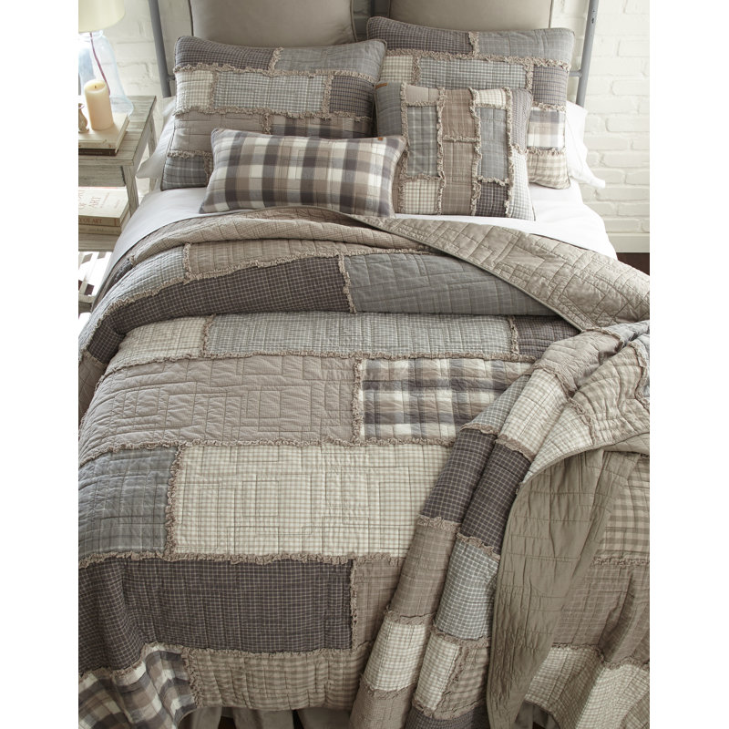 Smoky Cobblestone Gray Cotton Reversible Full Quilt
