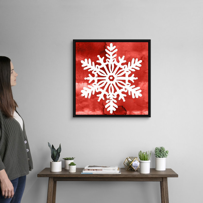 « Nordic Snowflake III », reproduction d’art sur toile, Cadre noir, H 26 po x l 26 po x P 1,75 po