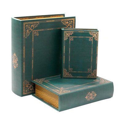 Wooden Decorative Book Boxes 3-Pack