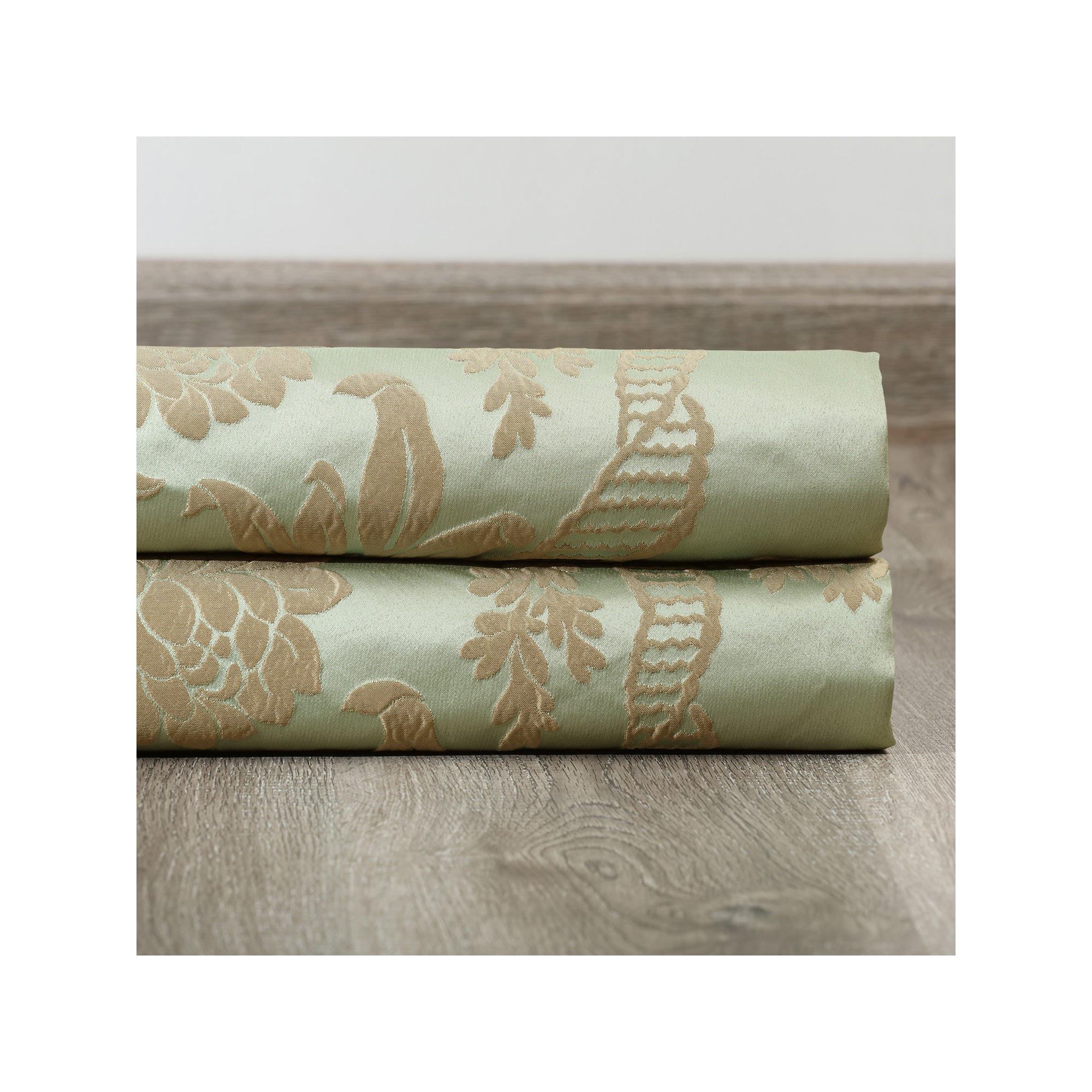 Ballsallagh Baroque Floral Faux Silk Jacquard Room Darkening Window Curtain -Single Panel, 50" W x 120" L