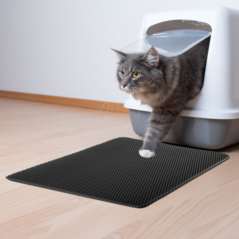 Tapis de litière pour chat - Tapis de litière imperméable à double couche en nid d'abeille pour piéger la litière - Tapis de chat antidérapant - double couche de 24 po x 15 po 