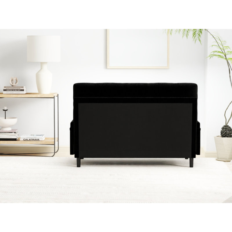 Convertible Loveseat, Black Corduroy