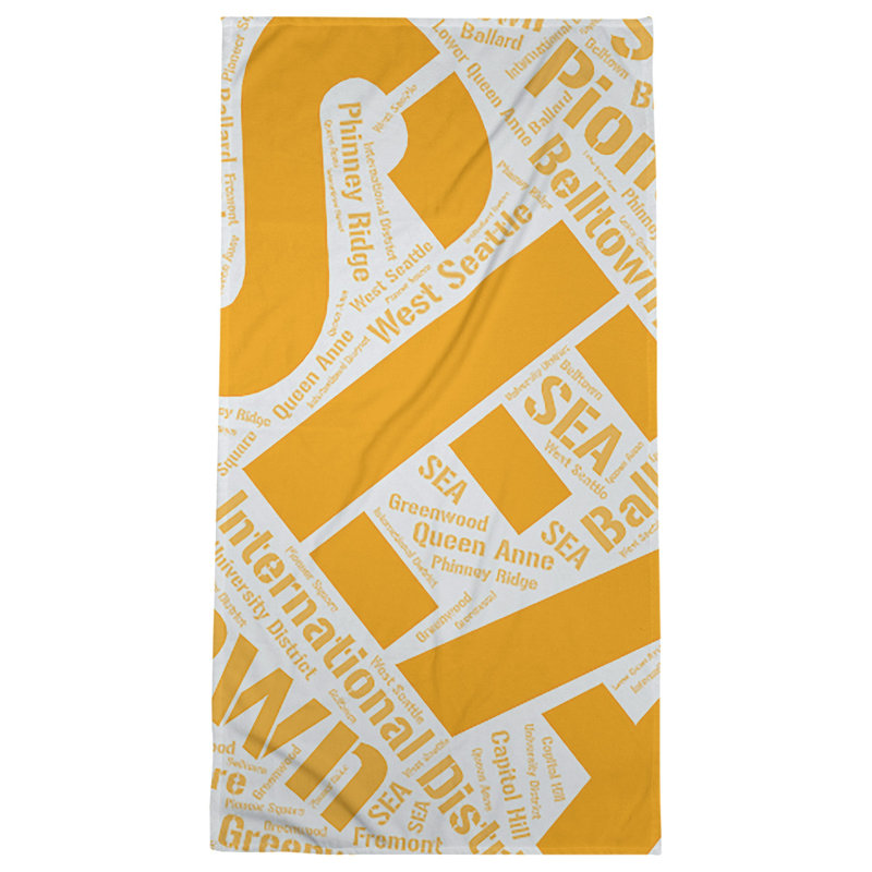Bath Towel, Orange, Seattle, Microfiber