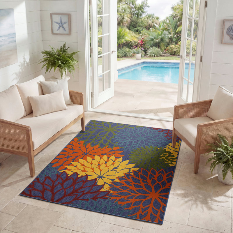 Manorma Floral Indoor/Outdoor Area Rug, Rectangle 2'8" x 4'
