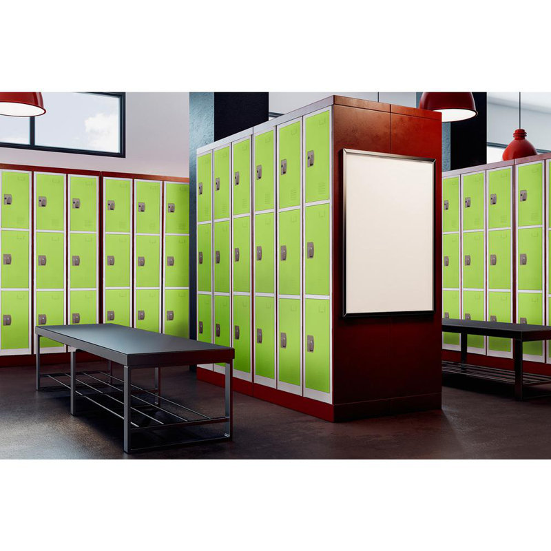 Green 72" Triple-Compartment Steel Storage Locker with Key Lock